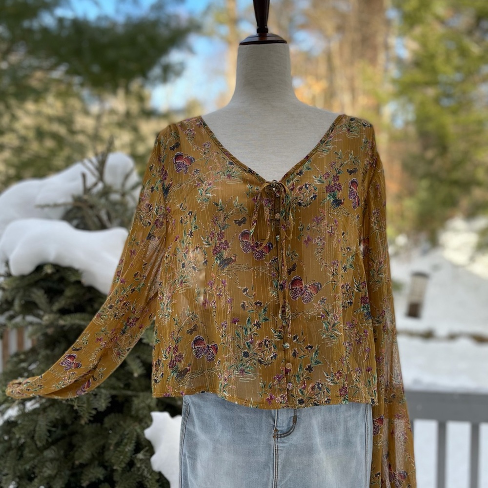 LOVERICHE Sheer Butterfly Blouse